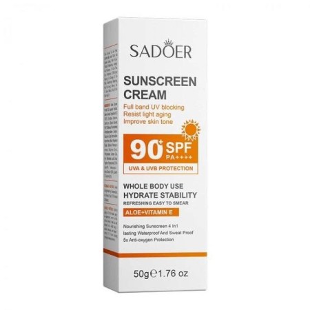 Крем сонцезахисний SADOER Sunscreen Cream SPF PA+++ 90, відбілюючий, із захистом від УФ-променів, 50 мл