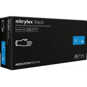 Рукавички нітрилові чорні 3,5 г Nitrylex М, 100 шт