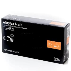 Рукавички нітрилові чорні 3,5 г Nitrylex ХS, 100 шт