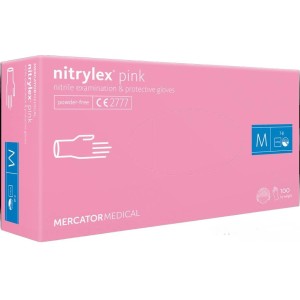 Рукавички нітрилові рожеві 3,5 г Nitrylex M, 100 шт