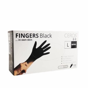 Перчатки нитриловые CEROS FINGERS BLACK L 100шт/уп