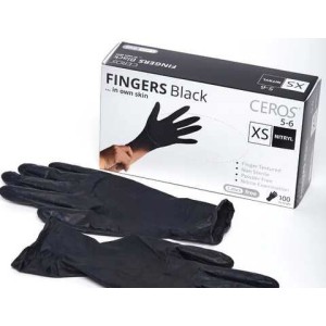 Рукавички нітрилові CEROS FINGERS BLACK XS 100шт/уп