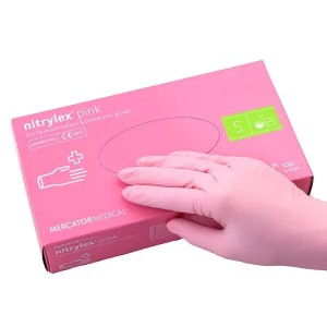 Рукавички нітрилові рожеві 3,5 г Nitrylex S, 100 шт