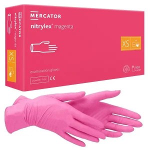 Рукавички нітрилові рожеві 3,5 г Nitrylex ХS, 100 шт