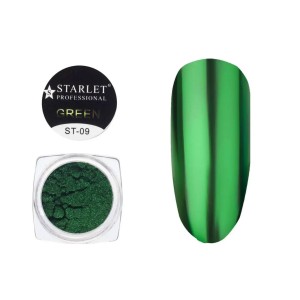 Зеркальная пудра для втирки Starlet Professional №09, цвет "Зеленый" 
