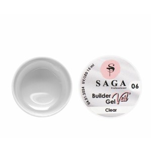 Гель для нарощування Saga Professional Builder Gel Veil 06 Clear, прозорий, 15 мл