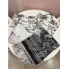 Женский палантин Dior Toile de Jouy, шарф 63×180 см в подарочном комплект черный-белый